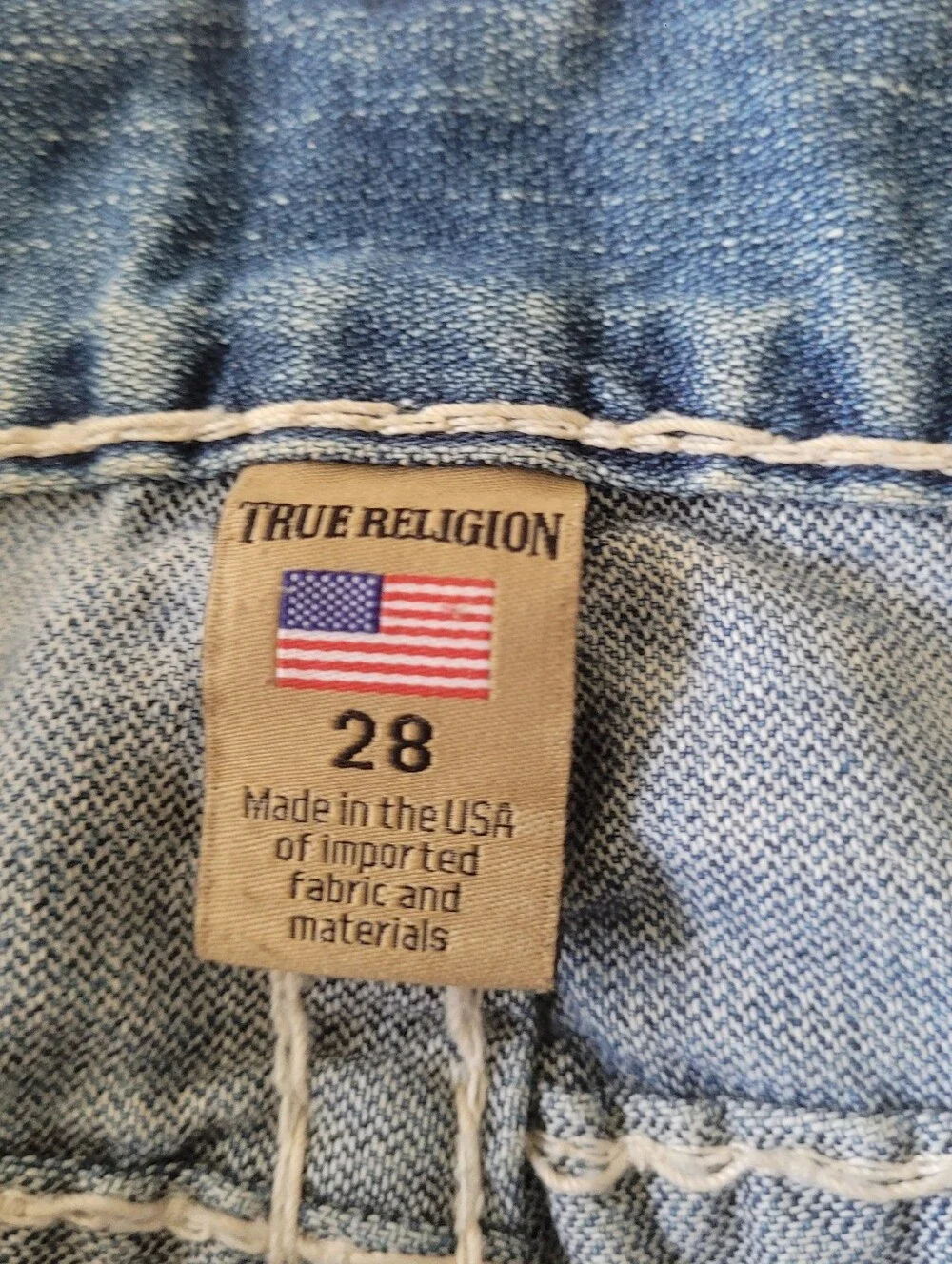 TRUE RELIGION Billy Relaxed Bootcut Flap Blue Denim Size 28 Western Cowboy Rodeo